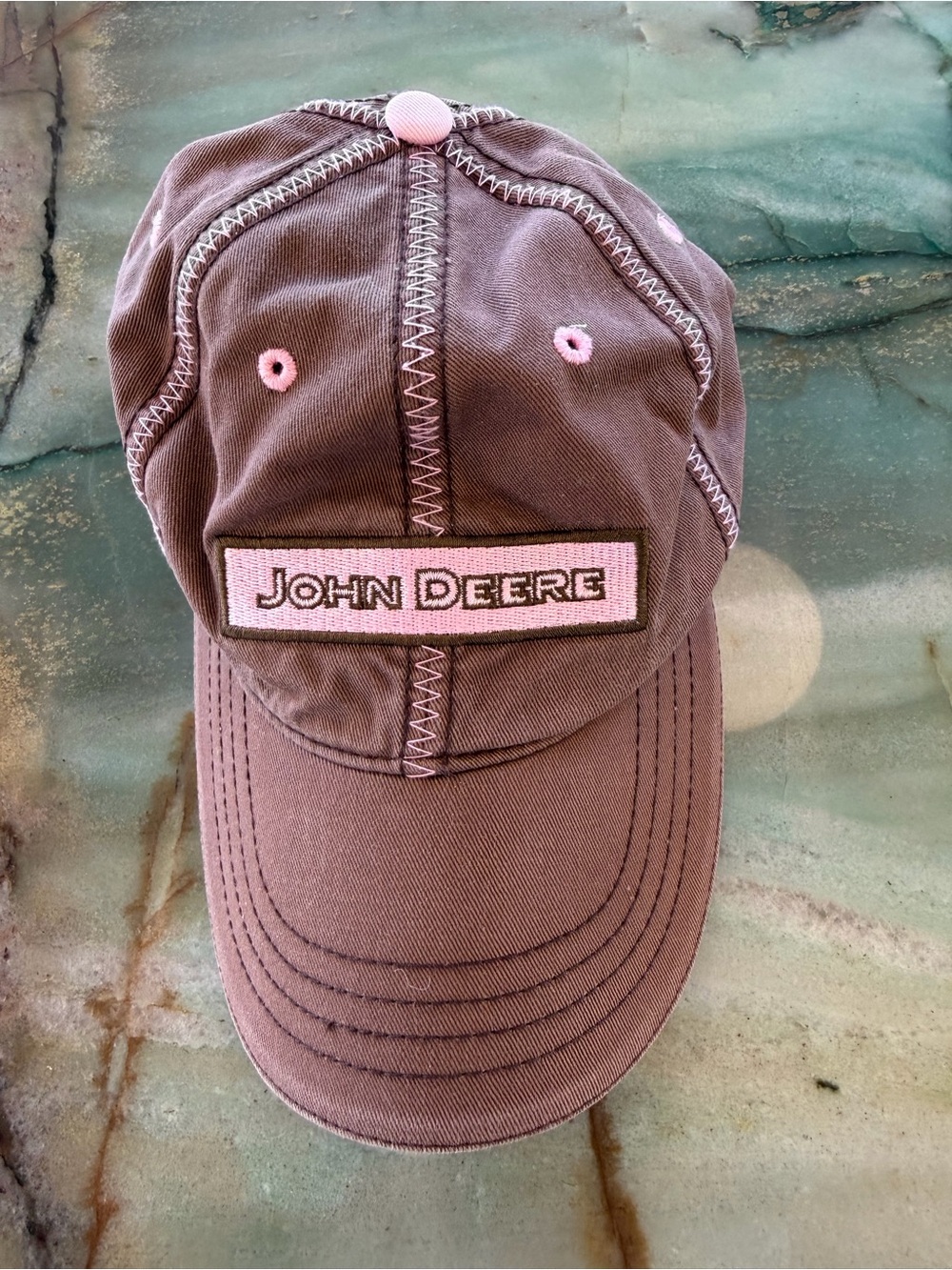 John Deere Brown & Pink Adjustable Baseball Cap "Nothing Runs Like a Deere"